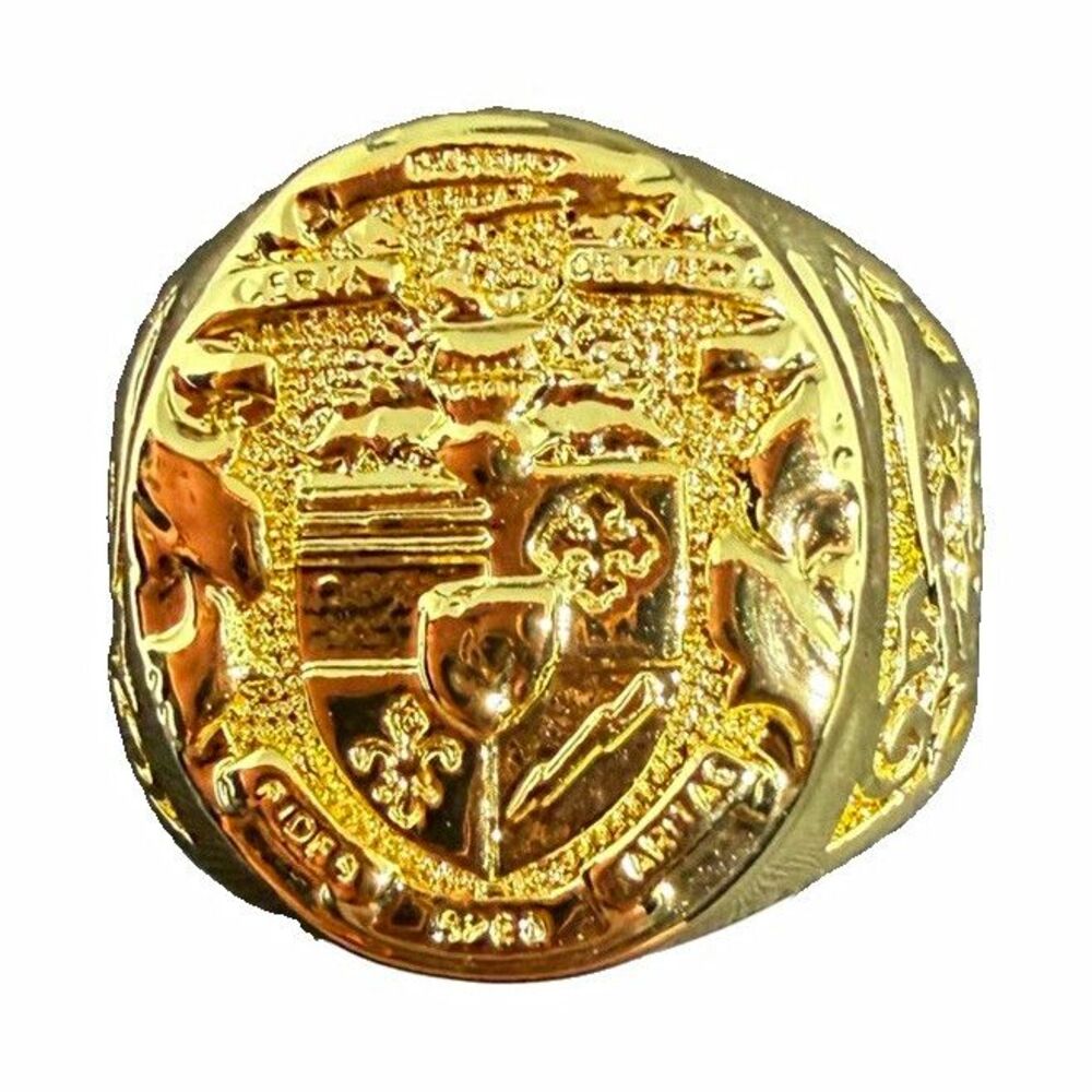 Men's 10K Yellow Gold Tone50 Pesos Coin-Style Signet Ring Size 9 Signed